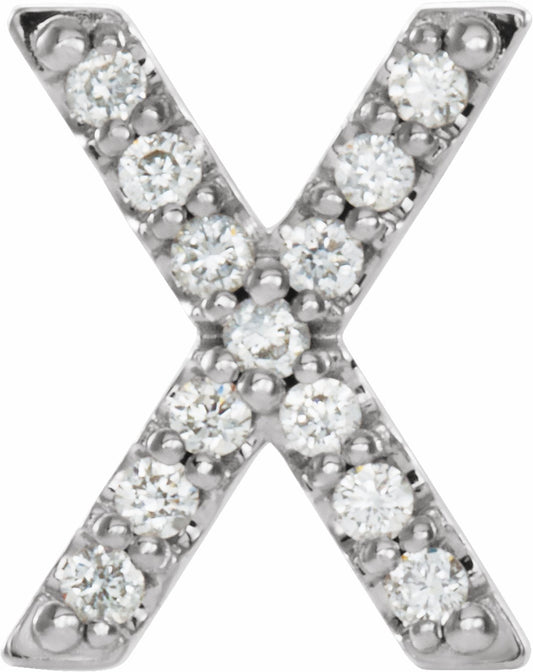 14K White .06 CTW Diamond Single Initial X Earring