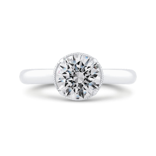 Shah Luxury 18K White Gold Diamond Engagement Ring (Semi-Mount)