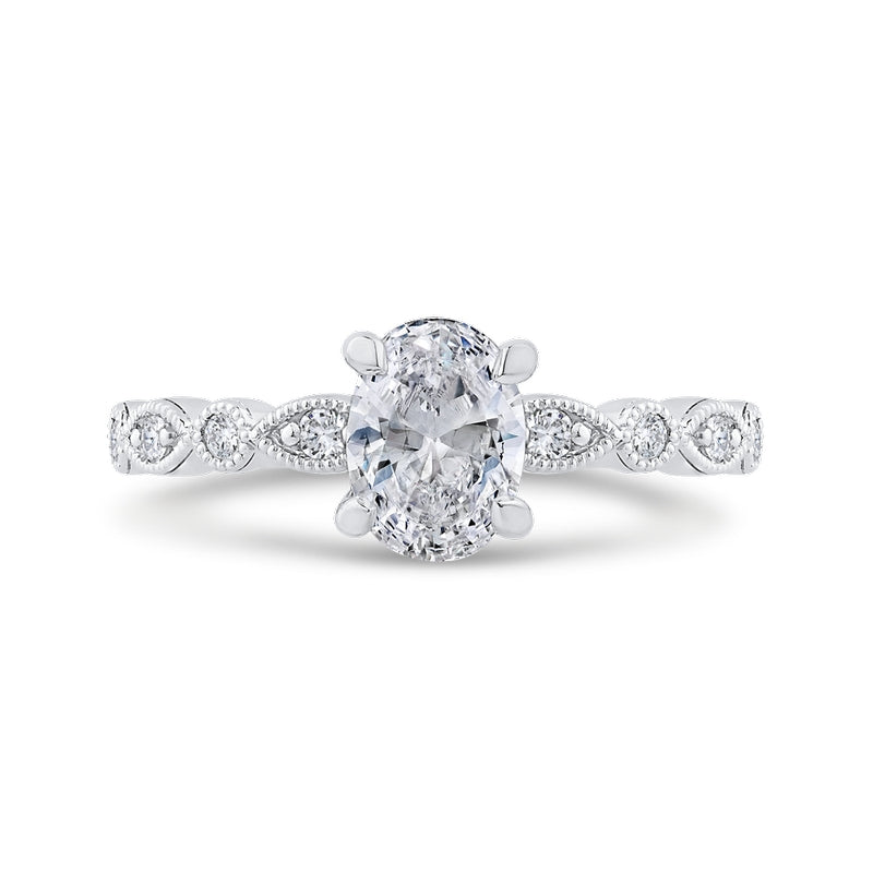 Shah Luxury 14K White Gold Diamond Engagement Ring (Semi-Mount)