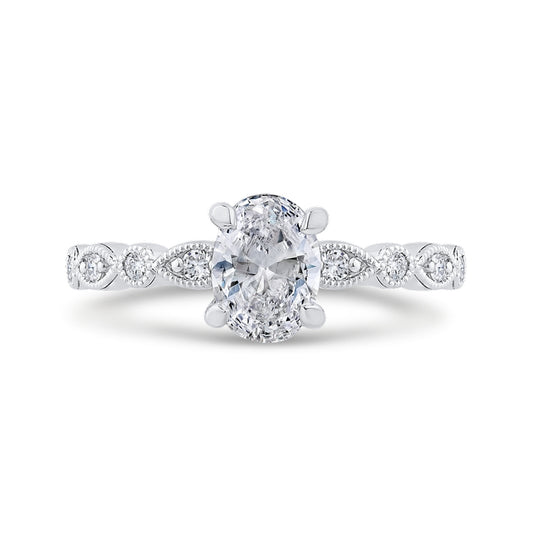 Shah Luxury 14K White Gold Diamond Engagement Ring (Semi-Mount)