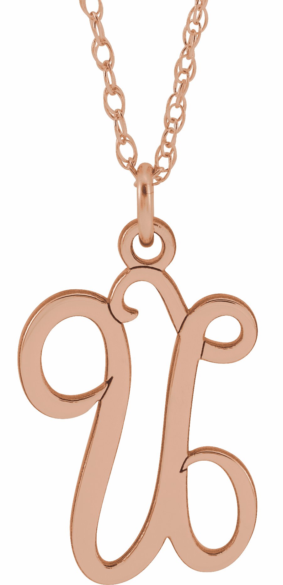 14K Rose Script Initial U 16-18 Necklace