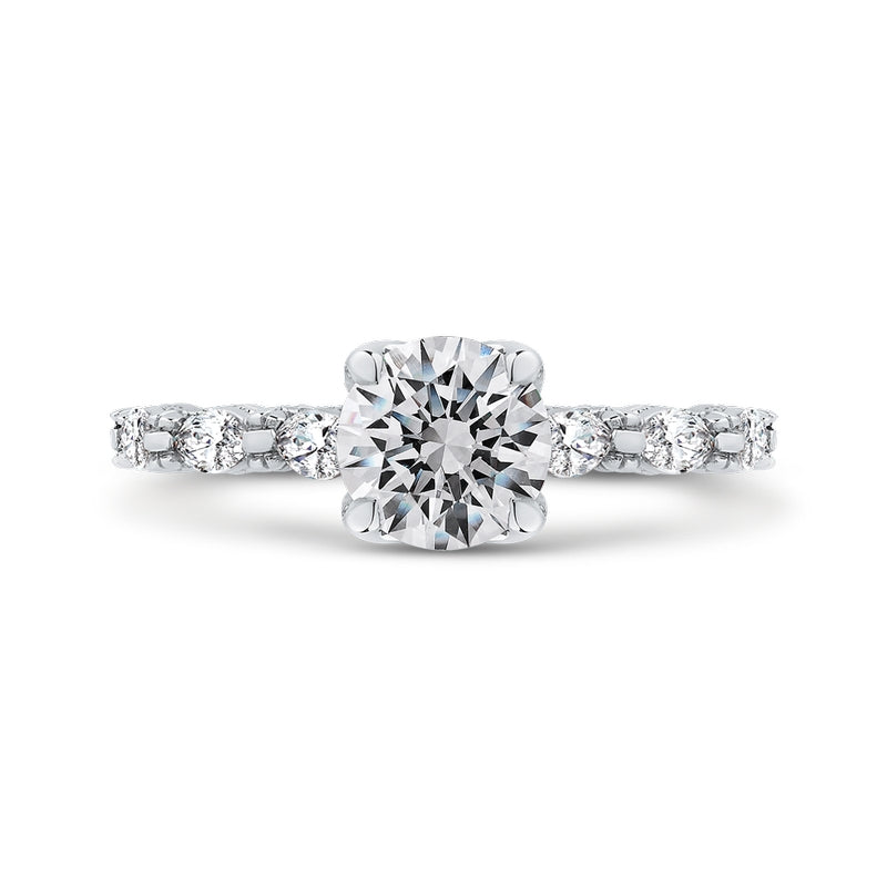 Shah Luxury 14K White Gold Round Cut Diamond Engagement Ring (Semi-Mount)