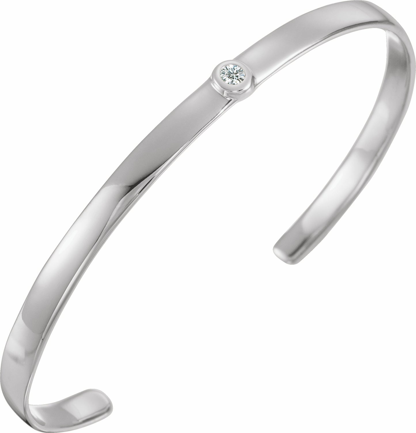 14K White 1/10 CT Diamond Cuff 6 Bracelet