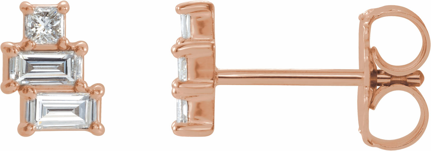 14K Rose 1/4 CTW Diamond Geometric Cluster Earrings