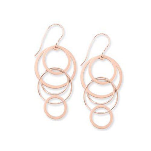 Carla Cascading Circles Rose Sterling Silver Drop Earrings