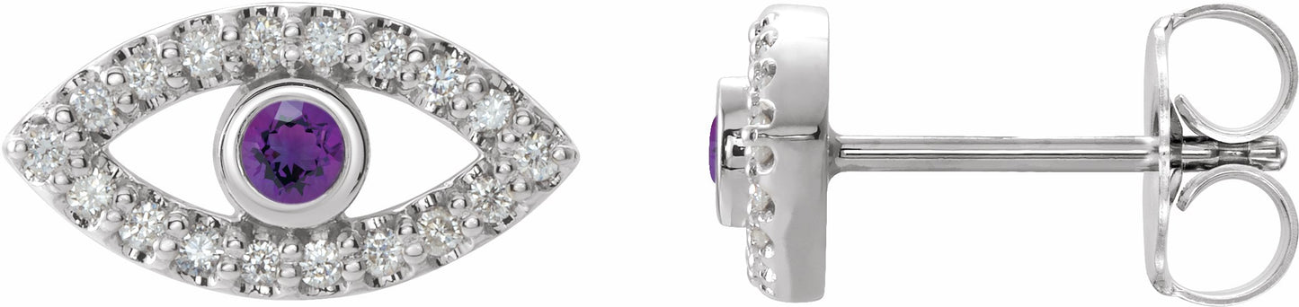 14K White Amethyst & White Sapphire Earrings