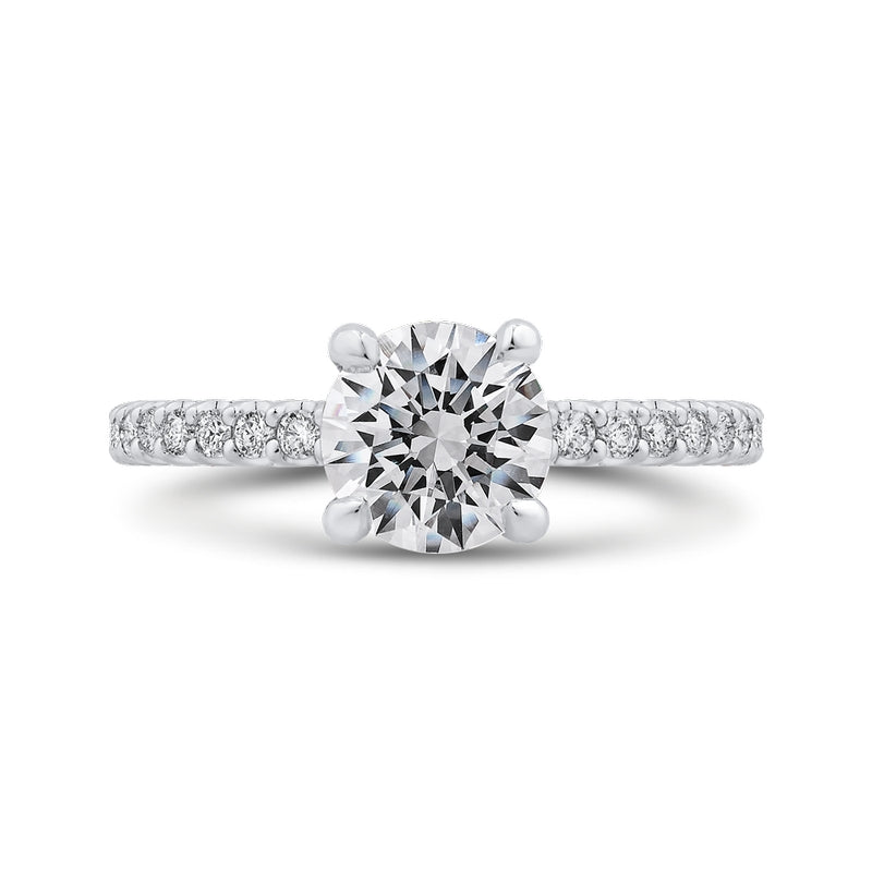 Shah Luxury Round Cut Diamond Classic Engagement Ring In 14K White Gold (Semi-Mount)