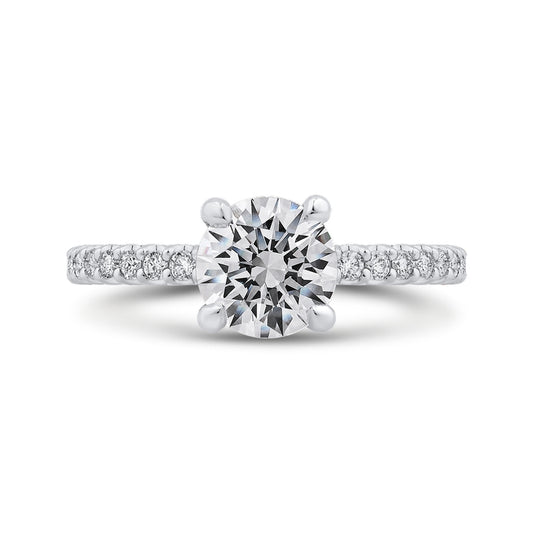 Shah Luxury Round Cut Diamond Classic Engagement Ring In 14K White Gold (Semi-Mount)