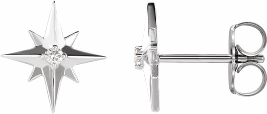 14K White .03 CTW Diamond Star Earrings