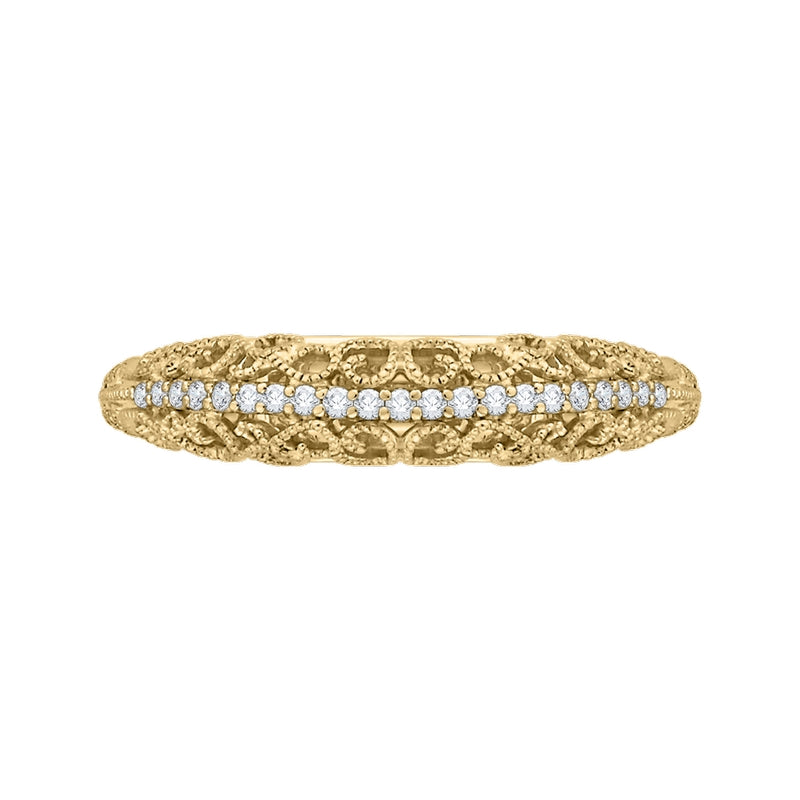 Shah Luxury 14K Yellow Gold Round Diamond Wedding Band