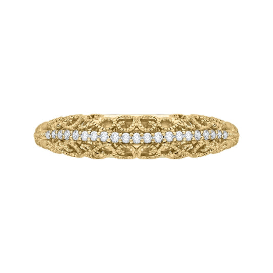Shah Luxury 14K Yellow Gold Round Diamond Wedding Band