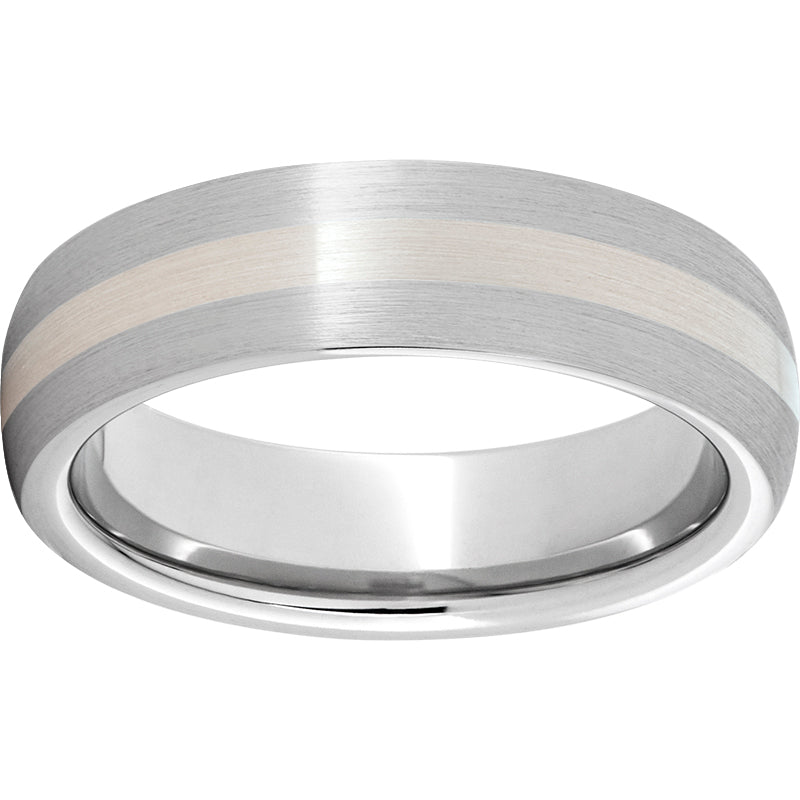 Serinium Domed Band with a 2mm Sterling Silver Inlay