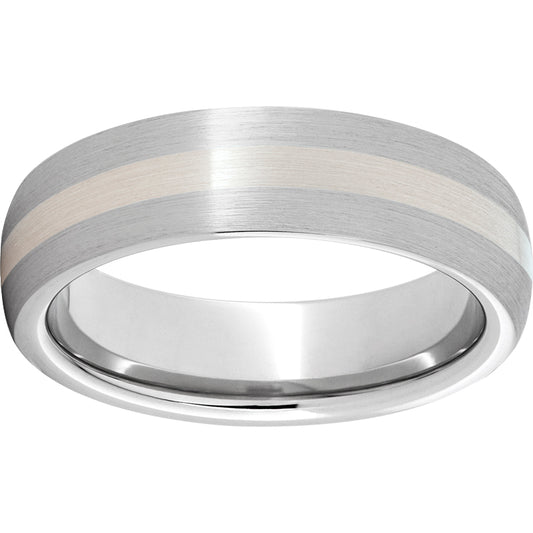 Serinium Domed Band with a 2mm Sterling Silver Inlay