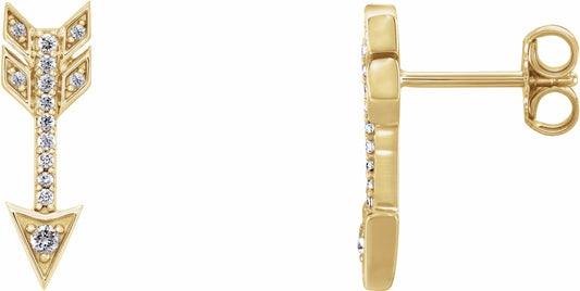14K Yellow 1/6 CTW Diamond Arrow Earrings