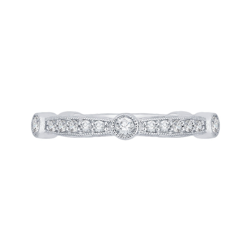 Shah Luxury 14K White Gold Round Diamond Wedding Band