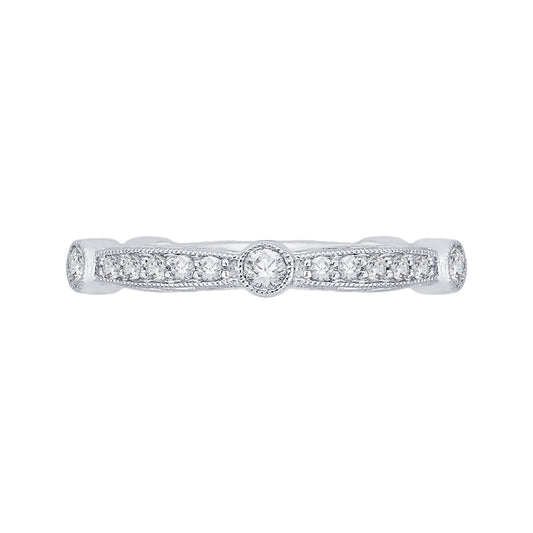 Shah Luxury 14K White Gold Round Diamond Wedding Band