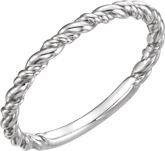 14K White Stackable Rope Ring