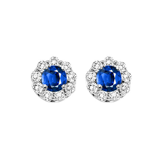 Gems One 14Kt White Gold Diamond (3/4Ctw) & Sapphire (5/8 Ctw) Earring