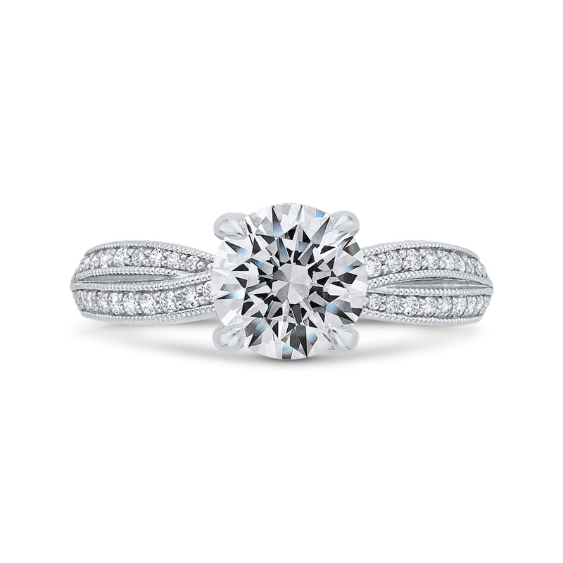 Shah Luxury 14K White Gold Diamond Engagement Ring (Semi-Mount)