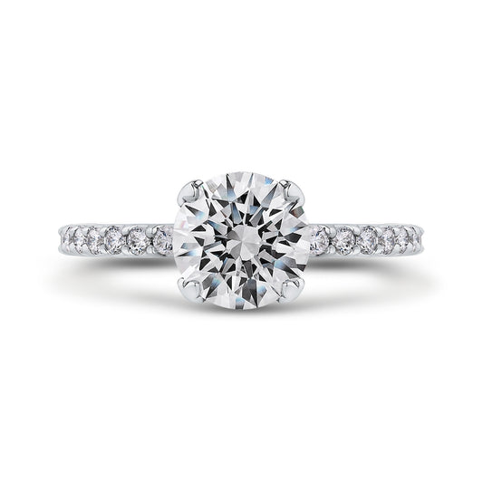 Shah Luxury 14K White Gold Round Diamond Classic Engagement Ring (Semi-Mount)