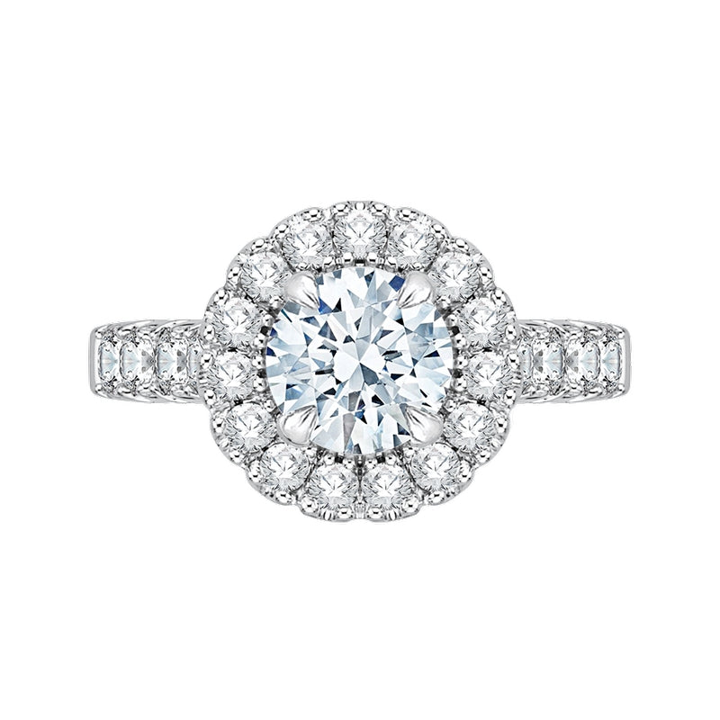 Shah Luxury 14K White Gold Round Halo Diamond Engagement Ring (Semi-Mount)