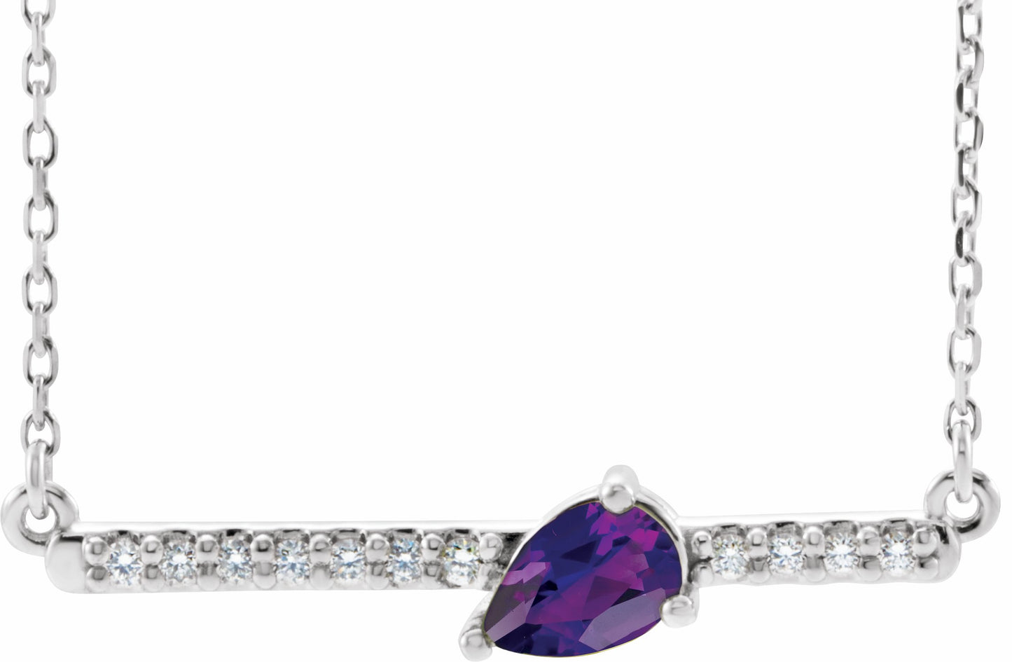 14K White Amethyst & 1/10 CTW Diamond 18 Necklace