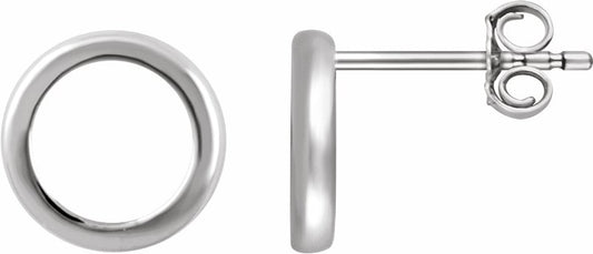 14K White Circle Earrings