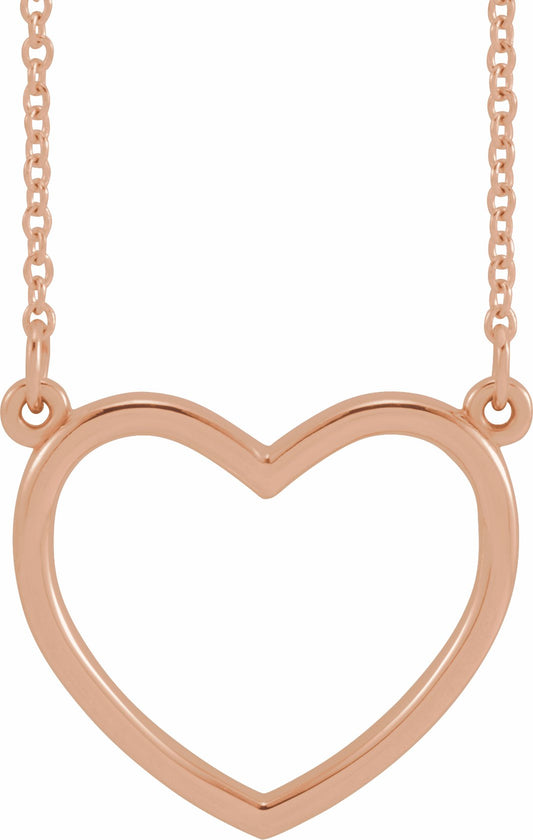 14K Rose 17x15.8 mm Heart 16 Necklace