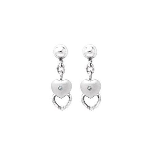 Sterling Silver Diamond Stacked Hearts earrings