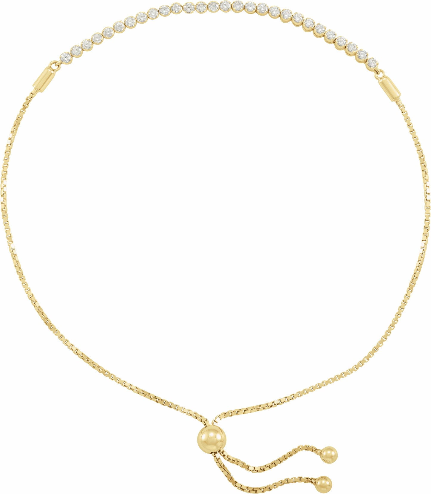 14K Yellow 1/2 CTW Diamond Bolo 7 1/2-9 1/2 Bracelet