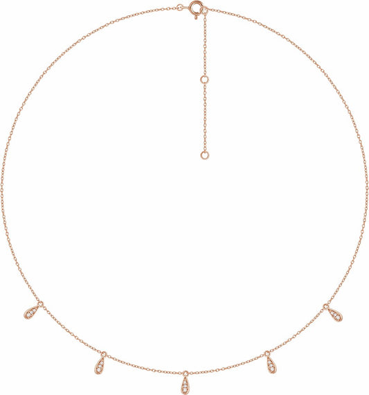 14K Rose 1/10 CTW Diamond 5-Station 16-18 Necklace