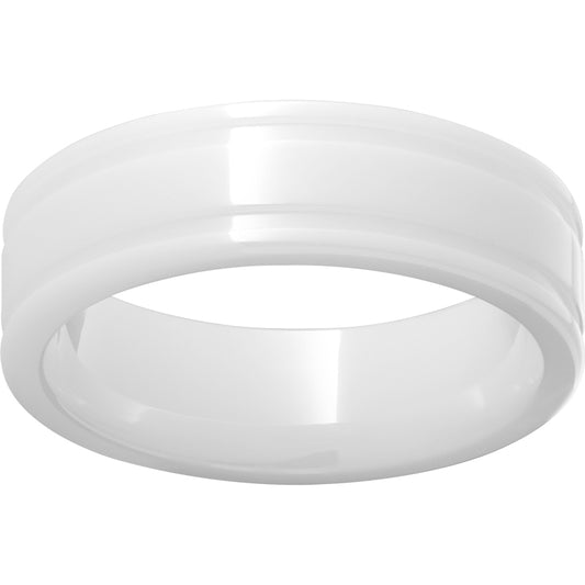 White Diamond CeramicFlat Ring with Rounded Edges