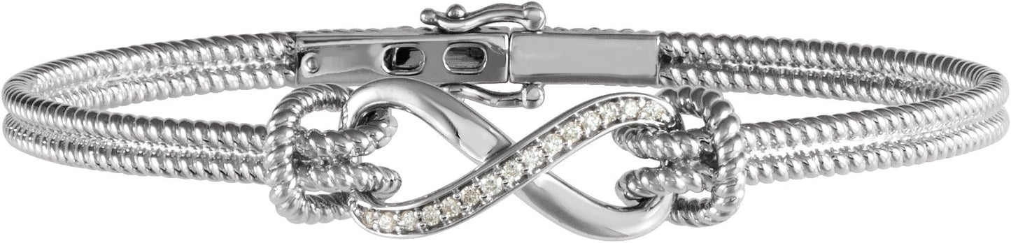 14K White 1/8 CTW Diamond Bangle 7.5 Bracelet