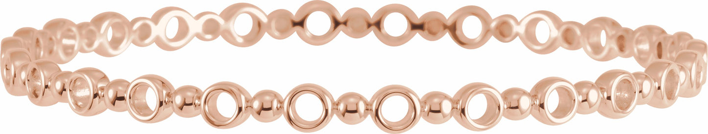 14K Rose 4.4 mm Geometric Bangle 7 Bracelet