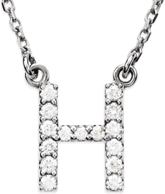14K White Initial H 1/8 CTW Diamond 16 Necklace