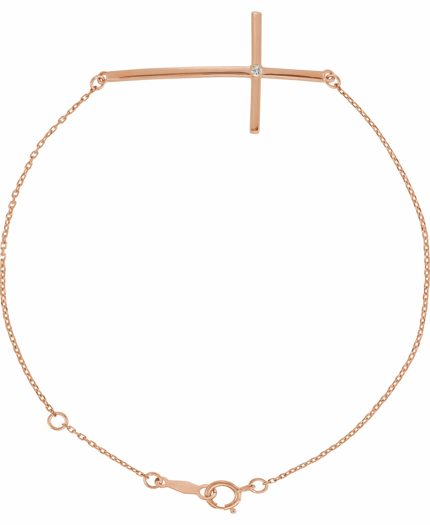 14K Rose Diamond Sideways Cross Bracelet