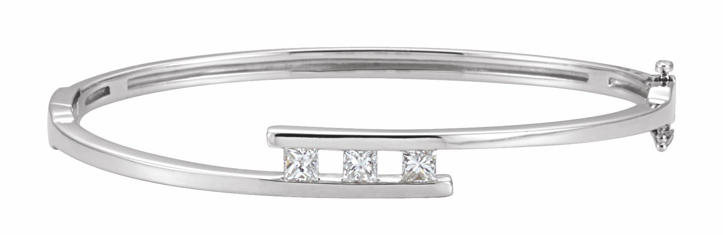 14K White 5/8 CTW Diamond Bangle Bracelet