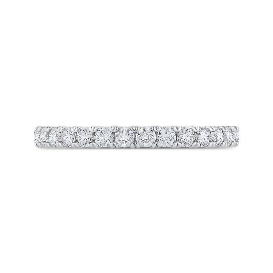 Shah Luxury 14K White Gold Round Diamond Half-Eternity Wedding Band