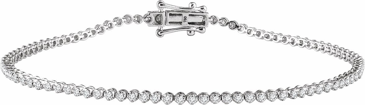 14K White 9/10 CTW Diamond 7 Line Bracelet
