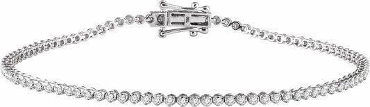 14K White 9/10 CTW Diamond 7 Line Bracelet