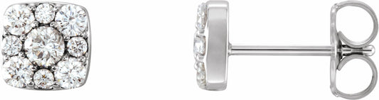 Platinum 1/2 CTW Diamond Cluster Earrings