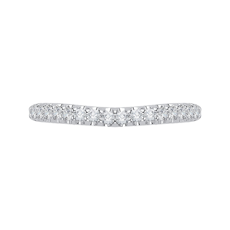 Shah Luxury 14K White Gold Round Diamond Half-Eternity Wedding Band with Euro Shank
