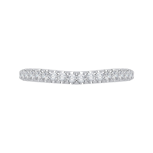 Shah Luxury 14K White Gold Round Diamond Half-Eternity Wedding Band with Euro Shank
