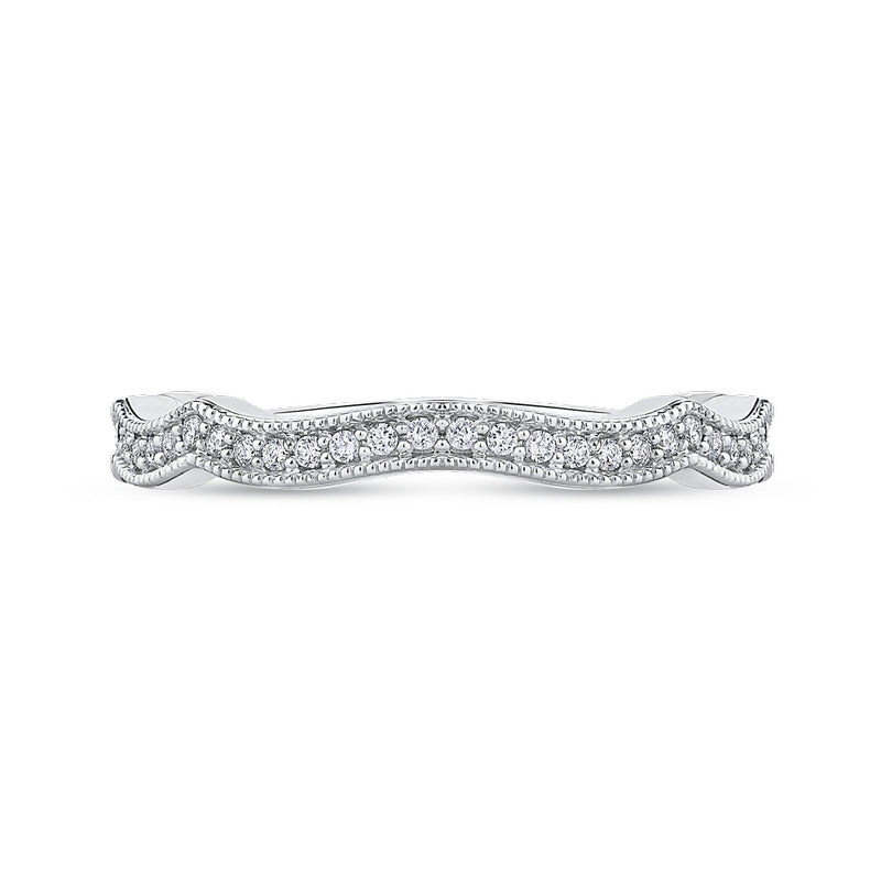 Shah Luxury 14K White Gold Round Diamond Wedding Band