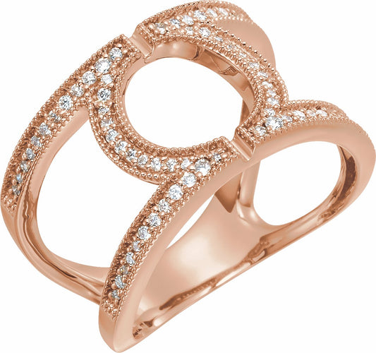 14K Rose 1/4 CTW Round Geometric Diamond Ring