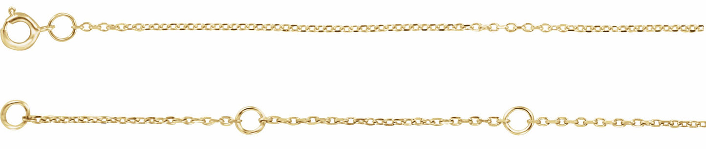 14K Yellow 1 mm Adjustable Diamond-Cut Cable Chain 6 1/2-7 1/2 Bracelet