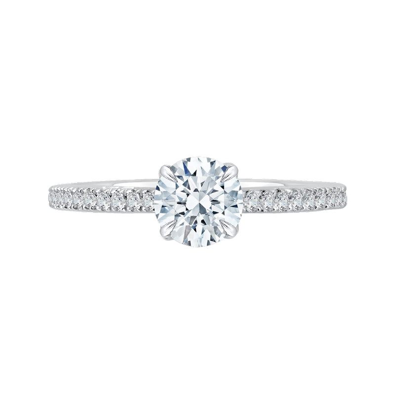Shah Luxury Round Diamond Engagement Ring In 14K Two-Tone Gold (Semi-Mount)