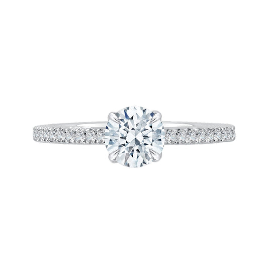 Shah Luxury Round Diamond Engagement Ring In 14K Two-Tone Gold (Semi-Mount)