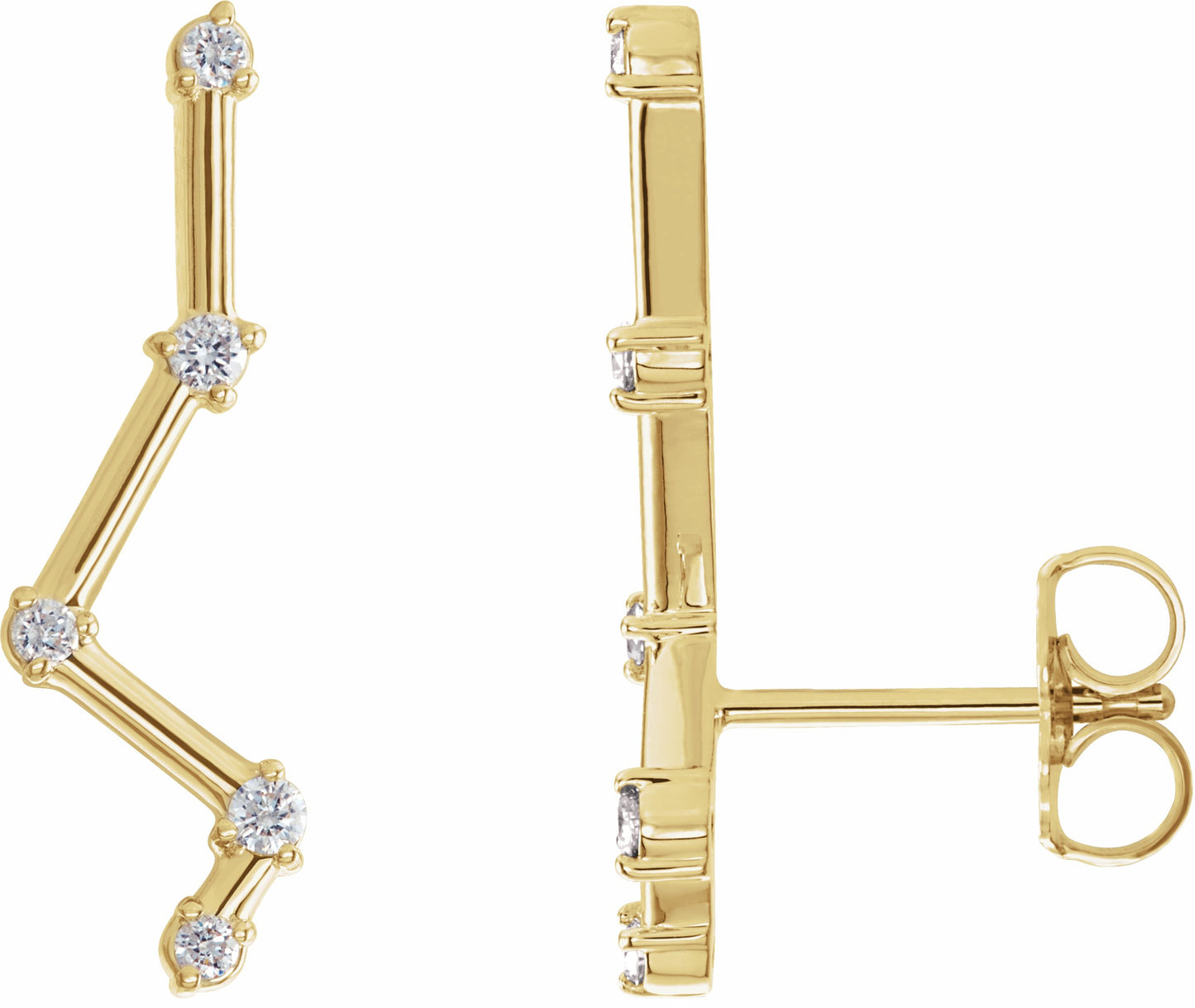 14K Yellow 1/10 CTW Diamond Constellation Earring Climbers