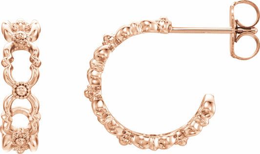 14K Rose Quatrefoil Hoop Earrings